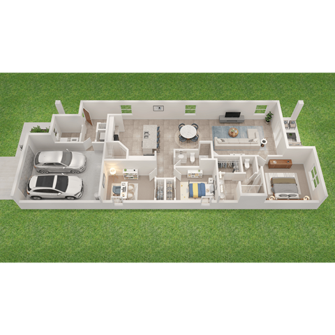 Floor plan for 3 beds, 2 baths, 1604 sqft